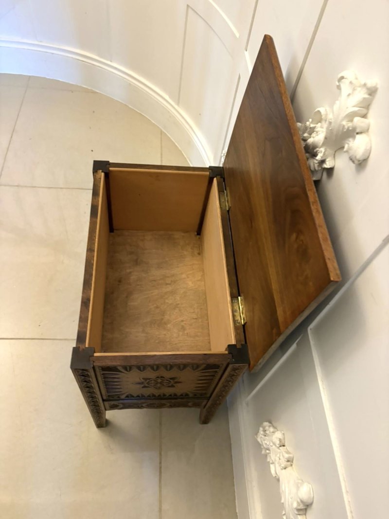 Antique Quality Hand-Carved Oak Marriage /Dowry Chest